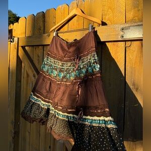 Wet Seal Brown Tiered Skirt